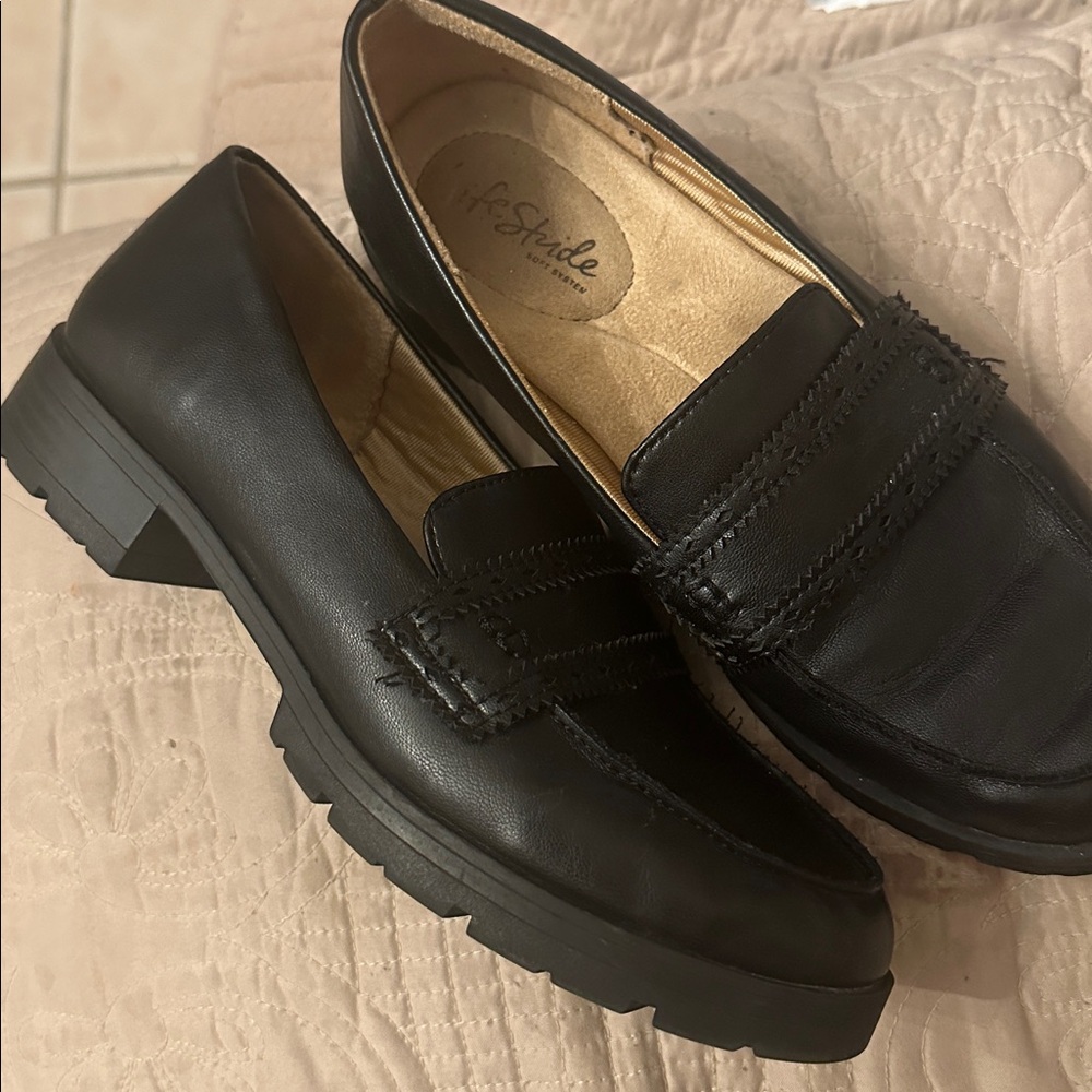 Black Leather Loafers Life Stride Soft System